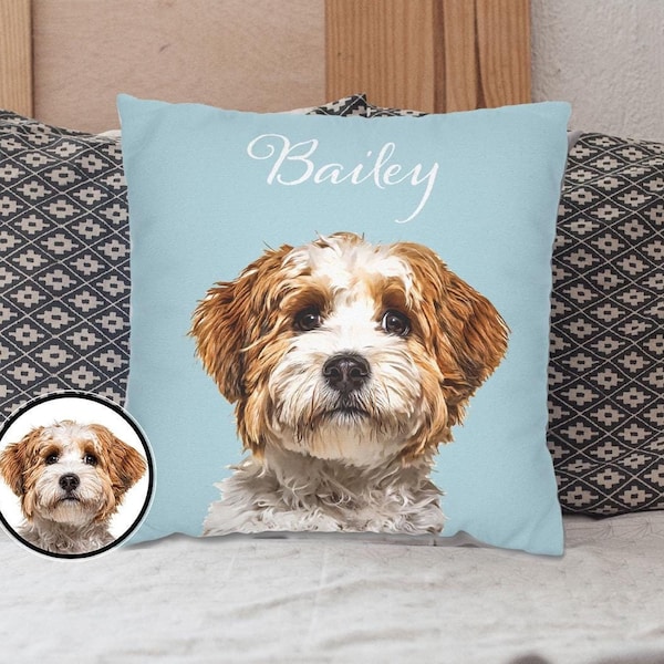 Custom Pet Pillow, Personalized Dog Pillow, Custom Cat Pillow, Pet Memorial, Pet Loss Gift, Dog Lovers Gift, Pet Mom Christmas