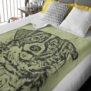 Custom Pet Portrait Blanket, Personalized Dog Photo Throw Blanket, Dog Mom Gift, Dog Face and Name Blanket, Dog Lover Gift