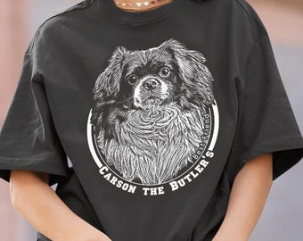 Camiseta personalizada de pequinés, camiseta personalizada con retrato de mascota: camiseta gráfica personalizada de perro y gato