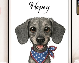 Personalised Pet Cartoon Portrait, Pet Cartoon From Photo, Dog Cartoon, Pet Portrait, Pet Loss Gifts, Pet Memorial Gifts , Digital Downloads