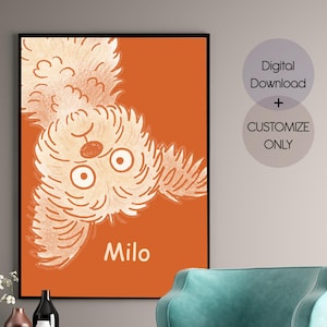Modern Custom Dog Portrait, Cute Pet Portrait, Colorful Badly Drawn Dog, Trendy Pet Poster for Emotional Dog Mom Gift, Digital download