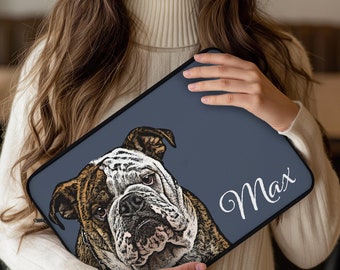 Funda personalizada para computadora portátil con foto de mascota Funda de transporte de viaje para Macbook personalizada con imagen de gato Bolsa con cremallera para iPad personalizada Regalo para amantes de los perros