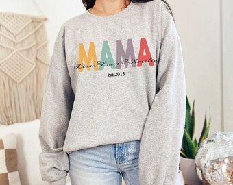 Personalized Mama Sweater, Mother's Gift, Custom Mama Shirt, Mom Shirt With Names, Cute Sweatshirt, Personalized Mama Sweatshirt