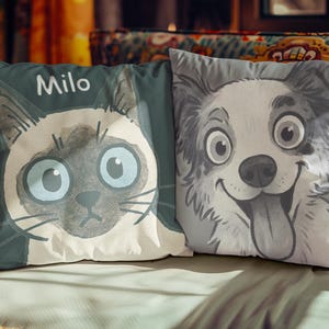 Custom Pet Portrait Pillow: Personalized Dog or Cat Memorial Gift