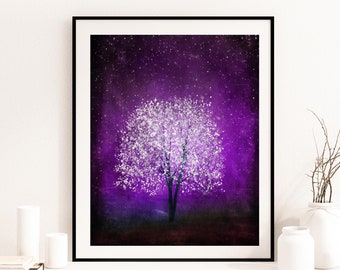 Violet Daze ,Purple tree art print giclee print, art, tree art,print,gift,art collectibles,wall art,wall decor,wall decor