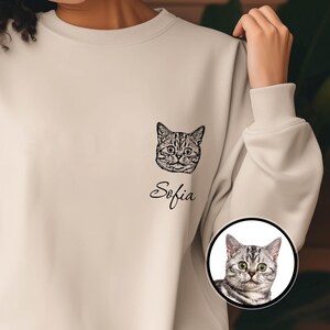 Aangepaste huisdiertrui met huisdierfoto, aangepaste kattenportrettrui, gepersonaliseerde kattentrui, huisdiersweater, kat moeder cadeau, aangepast kattenshirt