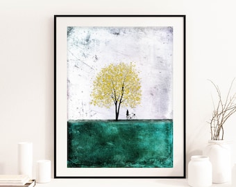 An Afternoon Under the Tree 11x14. tree art print giclee print,tree art,print,art collectibles,wall art,wall decor,wall decor,bicycle art