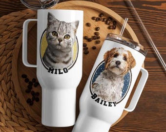 Custom Pet Photo Tumbler: Personalized Dog or Cat Travel Mug (40oz)