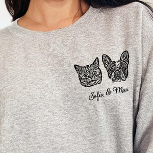 Aangepaste trui huisdier, aangepaste trui kat portret, gepersonaliseerde hondentrui, aangepaste trui huisdier, hond moeder cadeau, aangepaste kat shirt