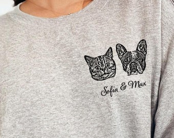 Benutzerdefinierte Haustier Pullover, benutzerdefinierte Katzenporträt Pullover, benutzerdefinierter Hundepullover, benutzerdefiniertes Haustier Sweatshirt, Hundemama Geschenk, benutzerdefinierte Katzenshirt