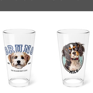 Custom Dog Beer Glass, Custom pet printed Pint Glass, Personalized beer mug, Custom Dog Steins Cup, Pet Memorial Gift, Father&#39;s Day Gift