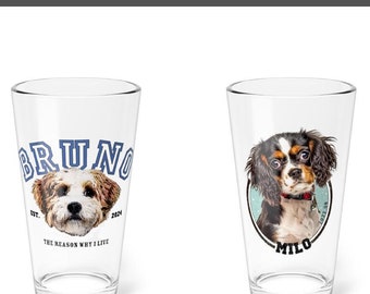 Custom Dog Beer Glass, Custom pet printed Pint Glass, Personalized beer mug, Custom Dog Steins Cup, Pet Memorial Gift, Father&#39;s Day Gift