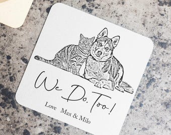 Custom Pet Coasters, Dog Wedding Favors, Personalized Coasters, Pet Party Coasters, Custom Pet Wedding Coasters