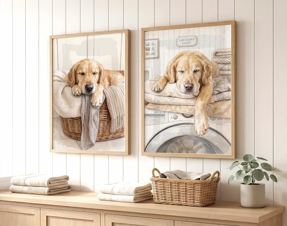 Custom Pet Portrait Laundry Room Wall Art, Personalized Dog Print from Photo, Laundry Room Decor, Personalized Gift for Dog Lover (Unframed)