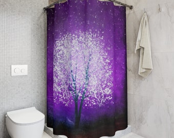 Purple Tree Shower Curtain| Gifts for Home | 71x74 inches