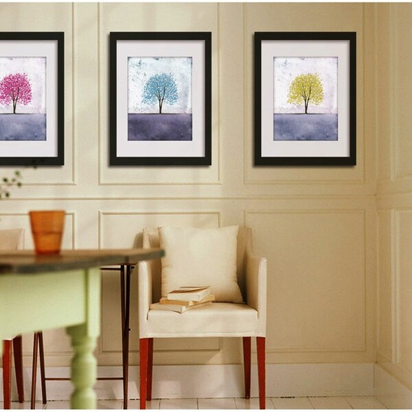 Ensemble de trois arbres art print giclée, art, tree art print, cadeau, objets de collection, art mural, décor mural (non encadré)