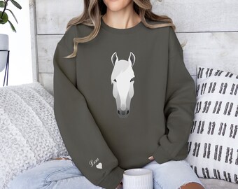 Custom Horse Sweatshirt from photo, Horse Name Sweatshirt, Personalized Horse Gift for Girl, Horse Lover, Horse Owner Gift, Horse Memorial