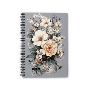 Flowers Notebook, Gift for Her ,Flower Spiral Journal, Birthday Gift, Whimsical, Botanical Floral