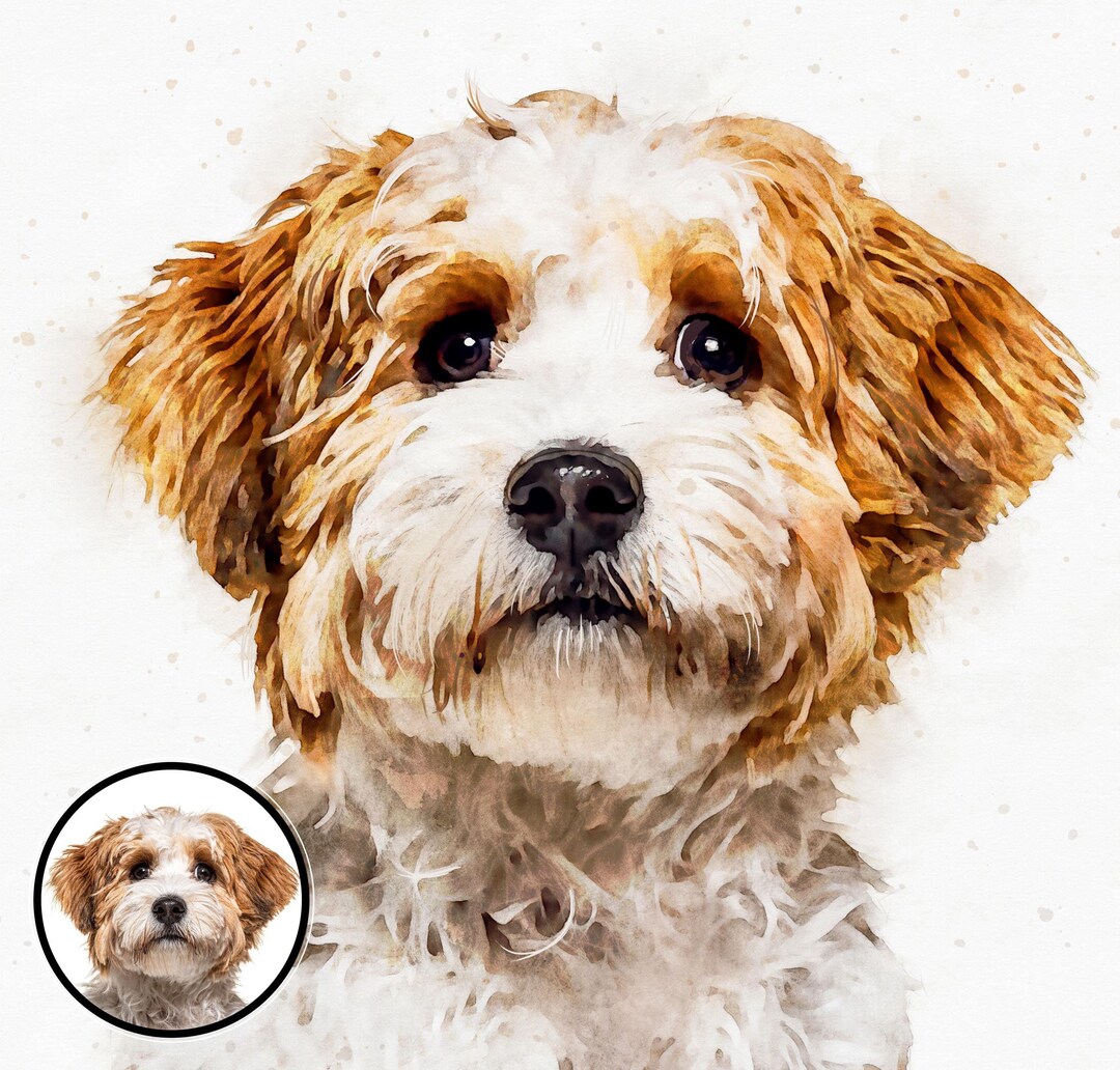 Custom Pet Portrait: Digital Watercolor Dog & Cat Memorial Art ...