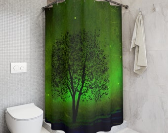 Green Tree Shower Curtain | Gifts for Home | 71x74 inches