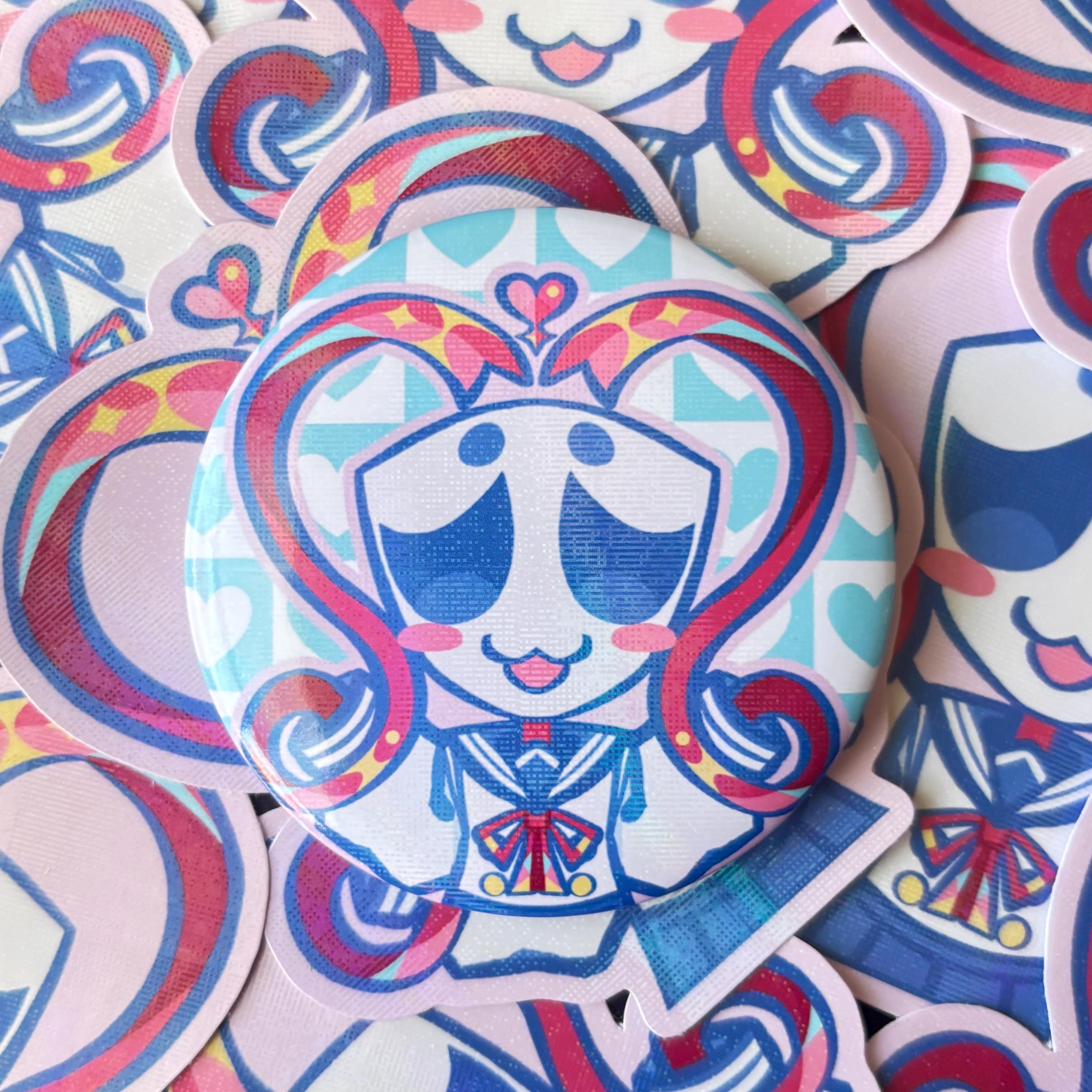 Gangle Button Gangle Anime Schoolgirl Keychain,badge Button & Sticker - the Amazing ...