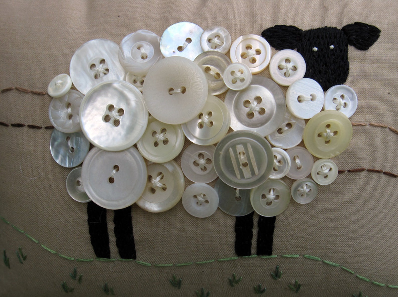 Primitive Ireland Sheep Embroidery Pillow Original Design Etsy