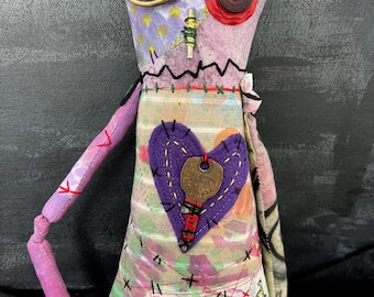 Toxic Timothée Zombie Art Doll | Handmade Patchwork Gothic Decor