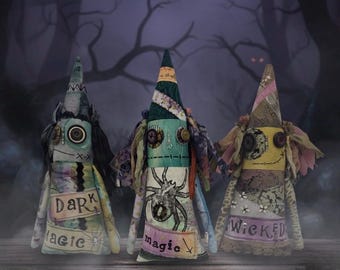 Wicked Winifred Witch Art Doll – Hand-Dyed Spooky Fabric Doll