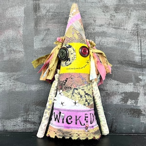 Wicked Winifred OOAK Witch Art Doll – Spooky Halloween Cloth Doll - Creepy Cute Fabric Doll – Hand Dyed Textiles - Witch Spells
