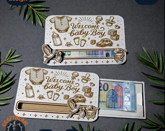 Baby Boy Money Gift Card Laser File – Sliding Cash Holder SVG