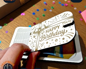 Birthday Money Holder Laser Cut File | laser cut files cash | svg cut file  | Happy birthday Gift Card svg pdf dxf file |gift card design