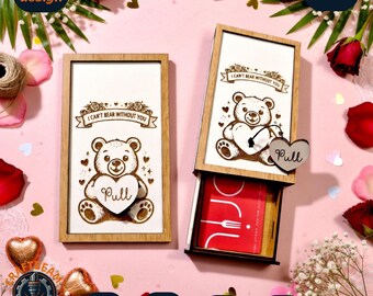 Love Money Gift Card laser cut files – Pull Heart Cash Holder valentines svg