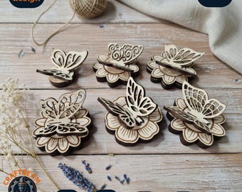 3D Butterfly Bundle Laser Cut Files,3D Butterflies SVG, laser cut 3D magnets