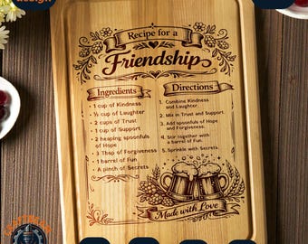 Friendship Recipe Laser Engraving Design | Cutting Board SVG