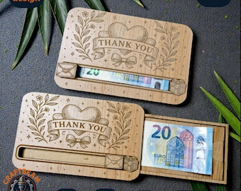 Thank You Money Gift Card Laser File – Sliding Cash Holder SVG
