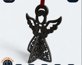 3D Angel Christmas Ornament SVG | Layered Laser Cut File for Glowforge xTool | Holiday Decoration