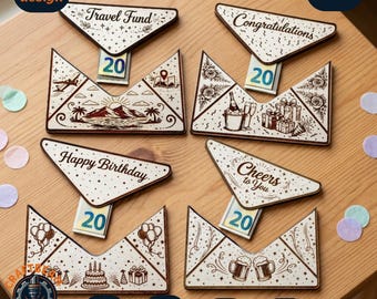 Laser Cut Money Holder SVG | Sliding Envelope Cash Gift Files (Set of 4)