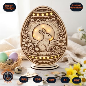 Laser Cut File Easter Night Light, laser cut svg file, Easter Bunny LED Light, Glowforge file