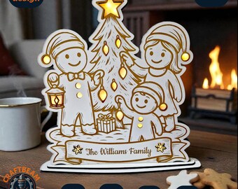 Gingerbread Family Christmas Light Stand SVG | Laser Cut File