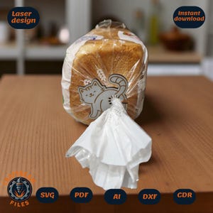 Cat Butt Bread Clip SVG – grappig lasergesneden taslabelbestand | Herbruikbare voedselclip voor broodzakken | Glowforge en xTool-ontwerp
