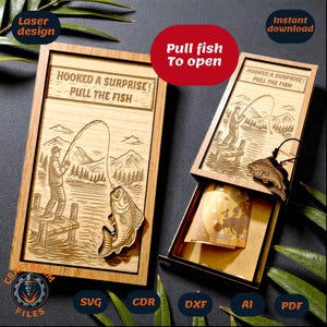 Laser Cut Fishing Money Holder SVG | Pull Cash Gift Card File