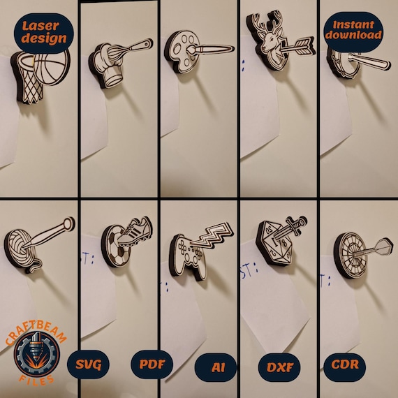 3D Hobby Magnets SVG Bundle | Laser Cut Files for Glowforge xTool | Set of 10 Fridge Magnet Designs
