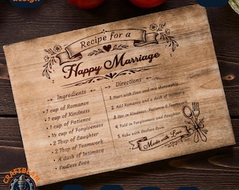 Happy Marriage Recipe Laser Engraving Design | Wedding Anniversary Gift (svg, png, ai, cdr