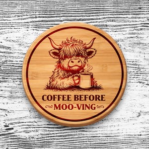 Highland cow coasters svg bundle, Engraving Design for laser cutting, Laser file, Laser burn files, glowforge files, xxtool files image 4
