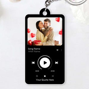 Personalized Photo Music Player Keychain, Album Style Keyring Music For Boyfriend Girlfriend, Valentines Birthday Wedding Christmas Gift
