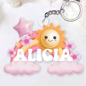 Custom Rainbow Name Keychain For Kids, Custom Keychain For Girls, Nursery Keychain, Cute School Acrylic Keyring, Back To School Keychain