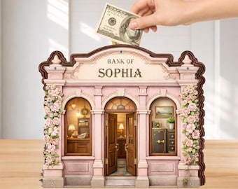 Personalized Piggy Bank for Kids, Custom Name Money Bank Decor, Wood and Acrylic Coin Bank, Savings Gift for Children, Money Saving Toy Gift