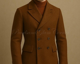 Men’s Victorian Brown Wool Regency Tailcoat Jacket, Vintage Gothic Steampunk Edwardian Cosplay Gentleman Overcoat