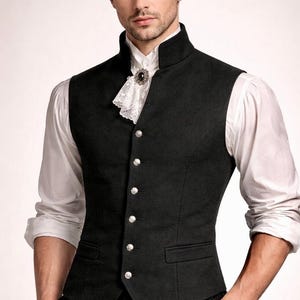 Svart väst i viktoriansk stil för män, vintage edwardiansk gotisk steampunk-stil, skräddarsydda bröllopsytterkläder