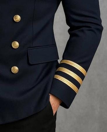 Men's Navy Military Officer Wool Coat, Vintage Steampunk Double